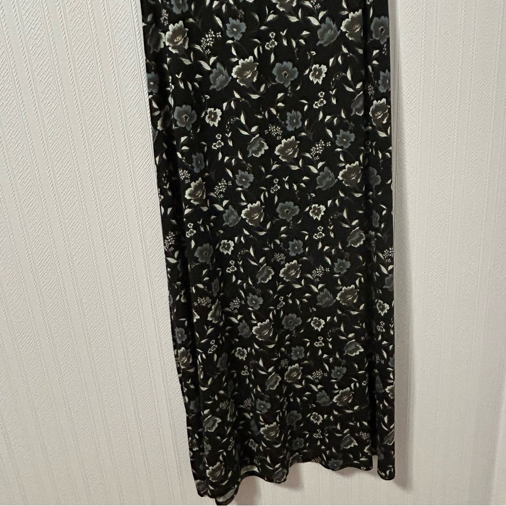 Joan Rivers Sleeveless Floral Print Maxi Dress Stretch Blue Black Gray - Picture 4 of 10